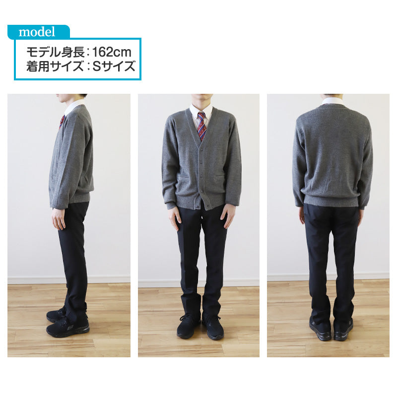 カーディガン 学生 制服 スクールカーディガン 男子 高校生 ウール S~3L 洗える vネック ニット 無地 メンズ 黒 紺 グレー 大きいサイズ S M L LL 3L シンプル