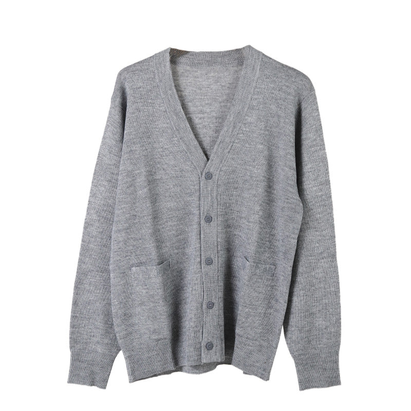 カーディガン 学生 制服 スクールカーディガン 男子 高校生 ウール S~3L 洗える vネック ニット 無地 メンズ 黒 紺 グレー 大きいサイズ S M L LL 3L シンプル