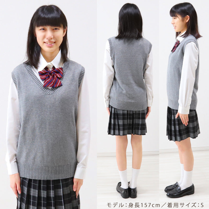 スクールベスト 女子 制服 ベスト ニット コットン 綿100% vネック 薄手 SS~3L 高校生 中学生 学生 レディース 洗える シンプル 無地 白 キャメル チョッキ オールシーズン 大きいサイズ SS S M L LL 3L