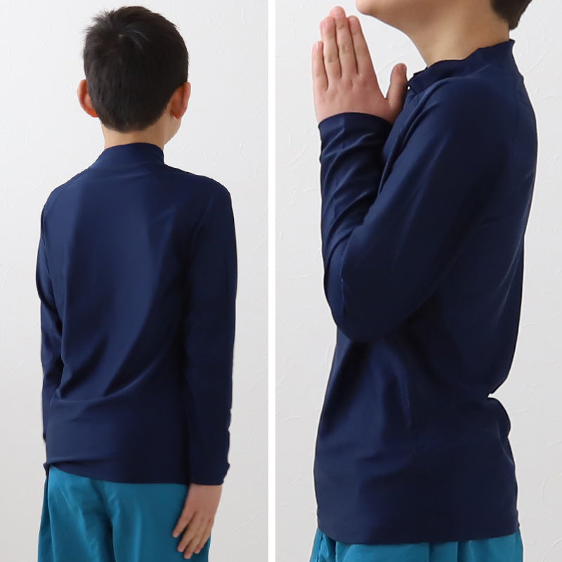 スクール水着 ラッシュガード 長袖 かぶり キッズ 小学生 フードなし チャックなし 子供 90~170cm uvカット 男の子 女の子 学校 中学生 130 140 150 160 170 プール 男子 女子