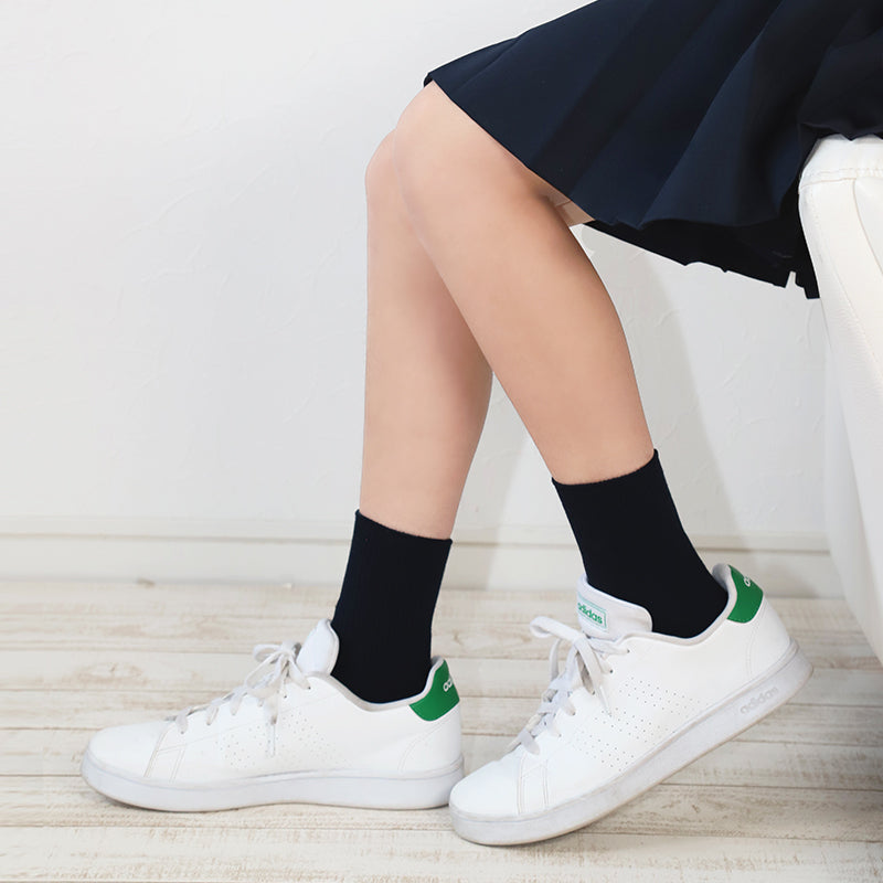 スクールソックス 紺 ショート丈 ソックス 女子 男子 14-16cm~24-26cm (靴下 学校 黒 白 ショートソックス キッズ ジュニア 無地 子供 小学生 中学生 通学)