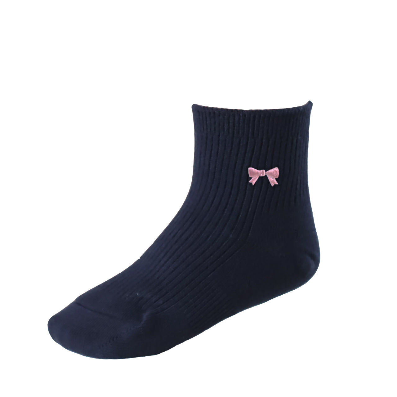 スクールソックス ワンポイント 女子 男子 ショート丈 靴下 14-16cm~18-20cm (白 紺 黒 通園 通学 ソックス 小学生 学校 子供 キッズ 両面刺繍 スクログ)