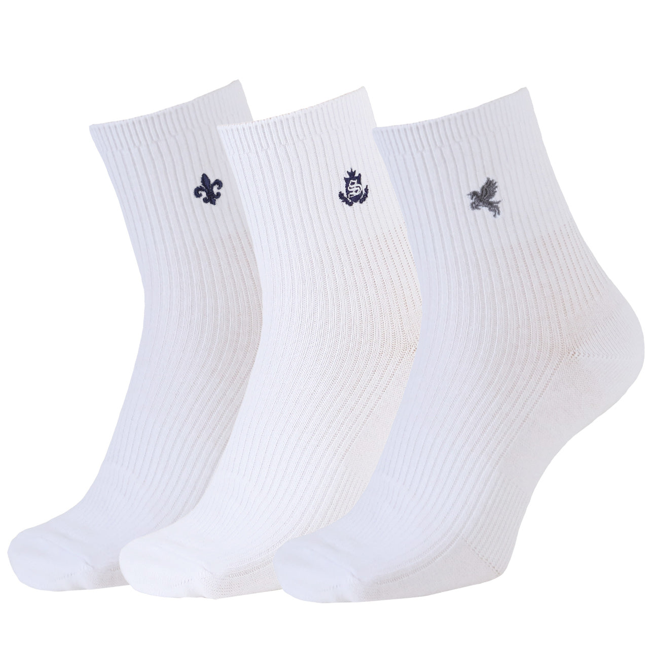 スクールソックス ワンポイント ショート丈 白 黒 紺 女子 学校 靴下 制服 通学 3足セット 20-22cm~24-26cm 中学生 高校生 ショートソックス レディース 学生 女の子 刺繍入り まとめ買い