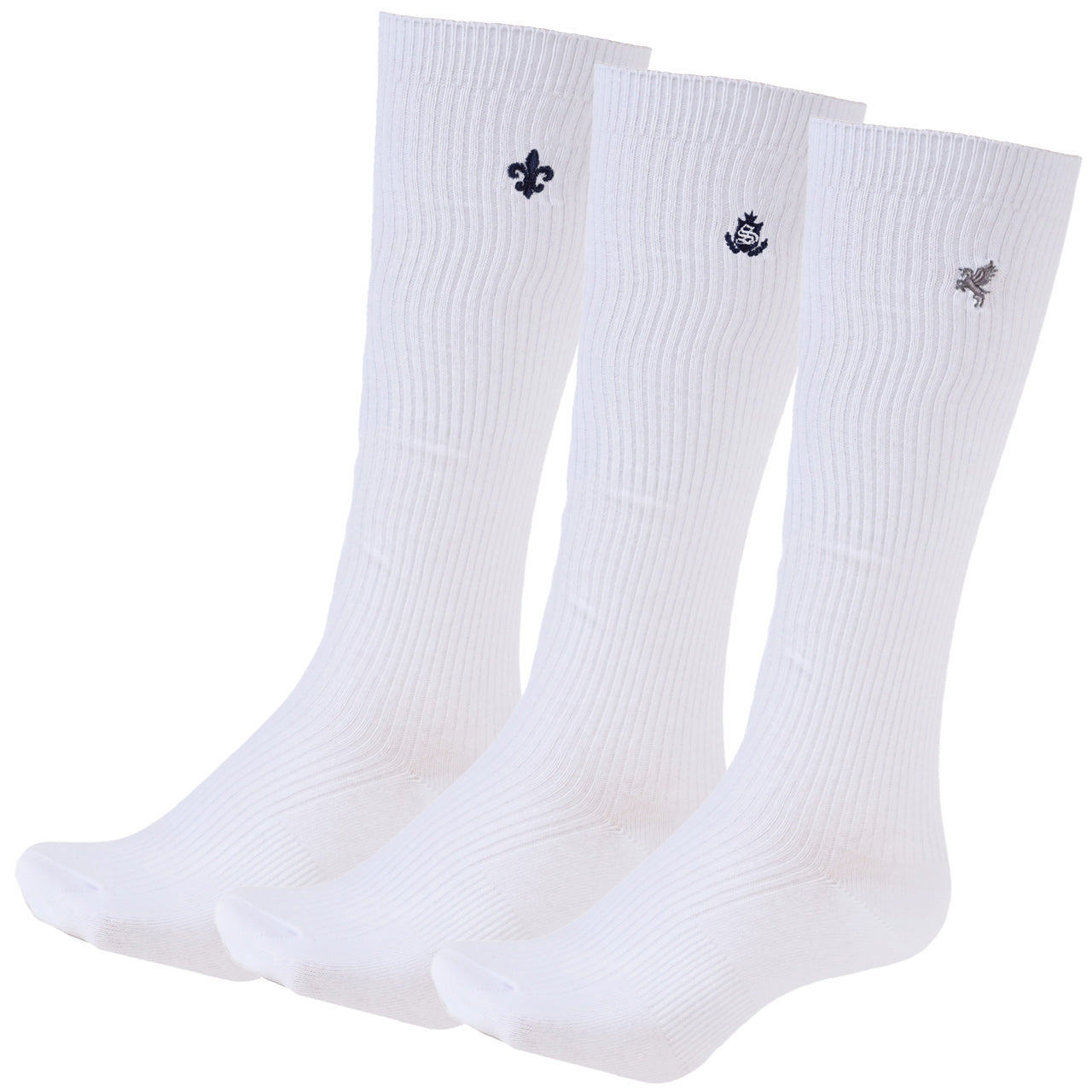 ハイソックス スクールソックス ワンポイント 女子 靴下 通学 3足セット 20-22cm~24-26cm 紺 白 黒 刺繍 エンブレム 学生 レディース 高校生 中学生 まとめ買い