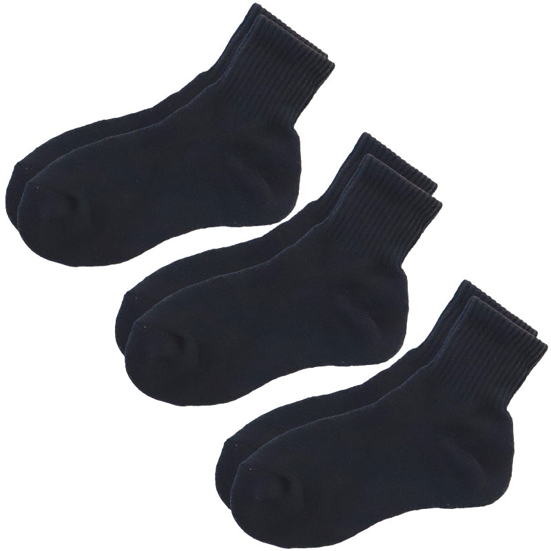 スクールソックス 厚手 無地 ショート丈 靴下 学生 子供 3足セット 14-16cm~24-26cm 白 黒 グレー ショートソックス 小学生 中学生 スポーツ 体育 丈夫 破れにくい ソックス 学校 まとめ買い (在庫限り)