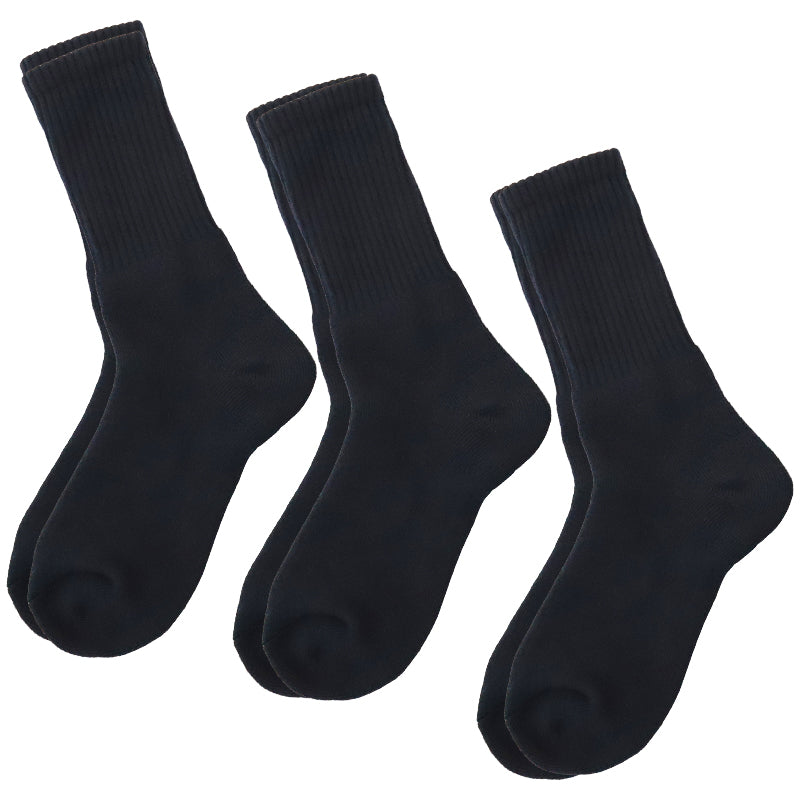 スクールソックス 厚手 無地 クルー丈 (大きいサイズ) 3足セット 26-28cm・28-30cm 白 黒 グレー 学生 中学生 高校生 男の子 通学 リブソックス 抗菌防臭 スクログ まとめ買い