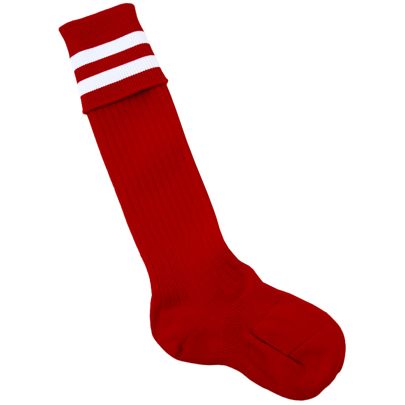 サッカー ソックス 靴下 ハイソックス キッズ ジュニア 男子 女子 サポート 日本製 19-21cm 22-24cm 25-27cm 27-29cm 伸縮性 テーピング 丈夫 エンジ 黒 フットサル バレーボール チア チーム ユニフォーム (在庫限り)