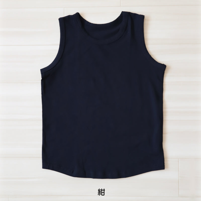 キッズ タンクトップ 無地 子供 ノースリーブ tシャツ 裾ラウンド 100cm~160cm 子ども 男の子 女の子 100 110 120 130 140 150 160 インナー 背中が出ない 綿 子供服 トップス 春 夏 重ね着 ジュニア シンプル
