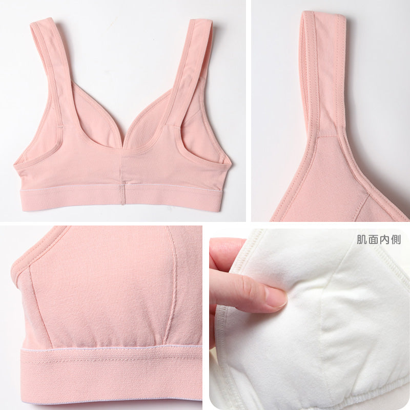 ジュニアブラジャー ノンワイヤー 綿 ファーストブラ SS~LL 高校生 中学生 コットン 子供 ジュニア スクールインナー 女の子 ブラトップ 無地 白 ピンク SS S M L LL