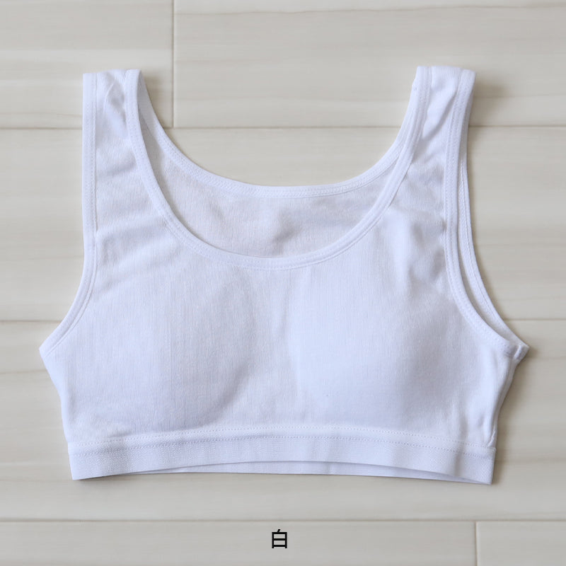 綿100% カップ付き ハーフトップ ジュニア 肌着 女の子 130~165cm (子供 肌着 子ども キッズ インナー 小学生 中学生 スクール 女児 白 無地 コットン)