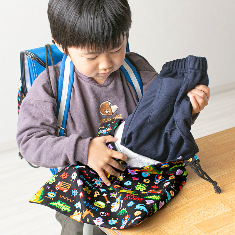 体操服袋 お着換え袋 巾着袋 巾着 大 給食袋 子供 入園準備 34.5cm×28.5cm 男の子 女の子 小学校 保育園 着替え入れ かわいい シンプル 無地 スクール 入学準備 綿100 (在庫限り)