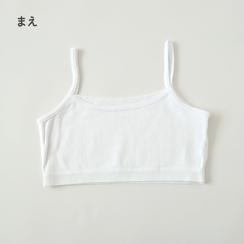 綿100% キャミハーフ ハーフトップ 胸二重 女の子 キッズ ジュニア 140cm~160cm スクール インナー 小学生 中学生 肌着 スクール 胸2重 ガールズ 女児 140 150 160