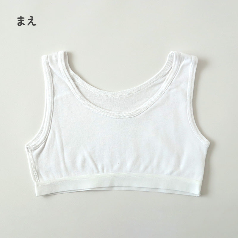 綿100% ハーフトップ 胸二重 女の子 キッズ ジュニア 140cm~160cm スクール インナー 小学生 中学生 肌着 スクール 胸2重 ガールズ 女児 140 150 160
