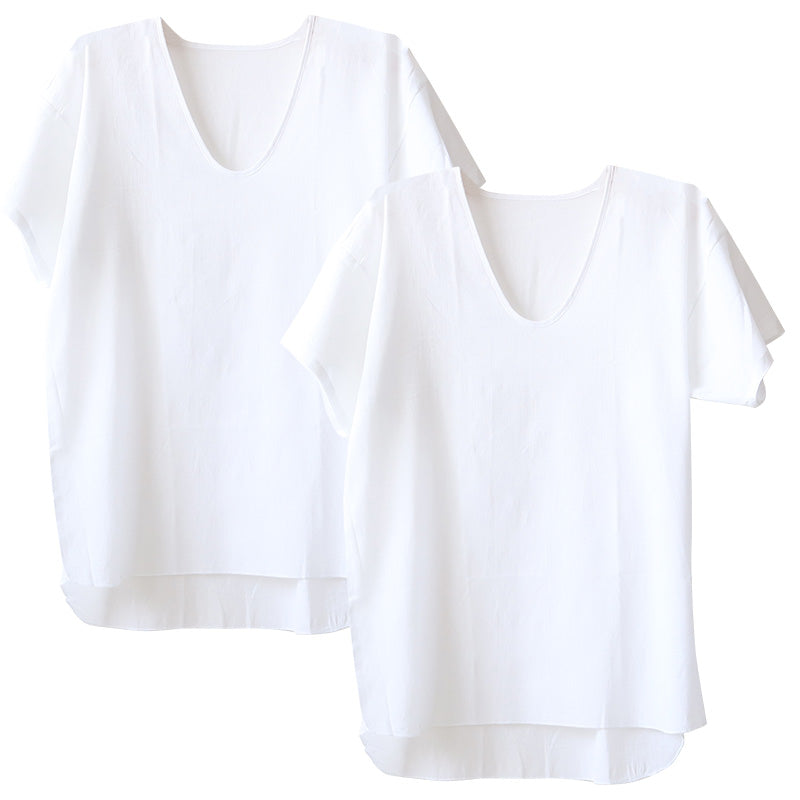 クレープ肌着 メンズ 半袖 tシャツ 綿100% 2枚組 M~LL (下着 インナー 夏 涼しい 吸汗速乾 男性 紳士 コットン Uネック U首 M L LL)