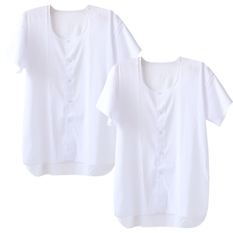 クレープ肌着 メンズ 半袖 tシャツ 面二 前開き 綿100% 2枚組 M~LL 下着 インナー 夏 涼しい 吸汗速乾 男性 紳士 コットン 丸首 M L LL