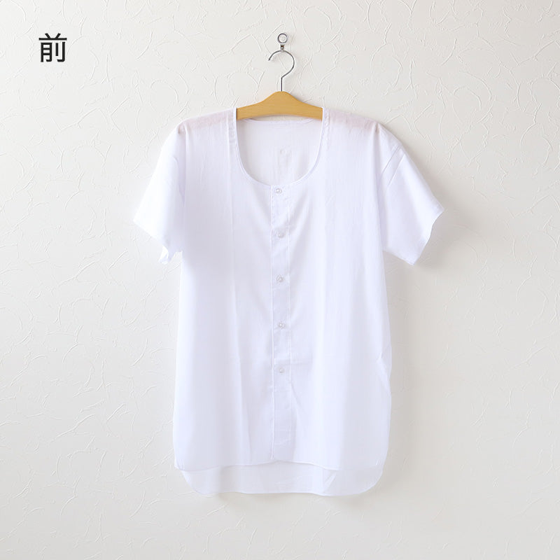 クレープ肌着 メンズ 半袖 tシャツ 前開き 綿100% 面二 2枚組 M~LL 下着 インナー 夏 涼しい 吸汗速乾 男性 紳士 コットン 丸首 M L LL (在庫限り)