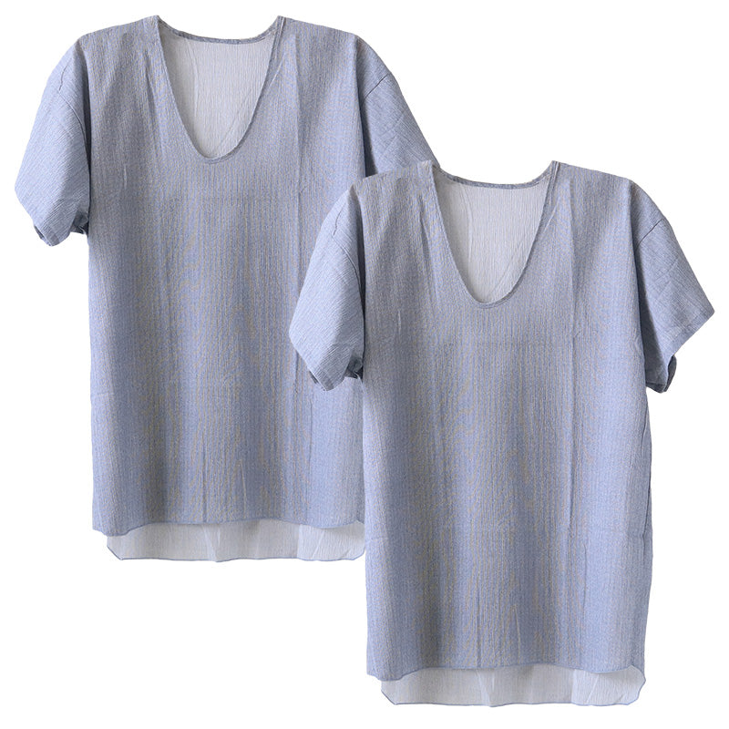 クレープ肌着 メンズ 半袖 tシャツ 綿100% 2枚組 M~LL 下着 インナー 夏 涼しい 吸汗速乾 男性 紳士 コットン Uネック U首 M L LL (在庫限り)