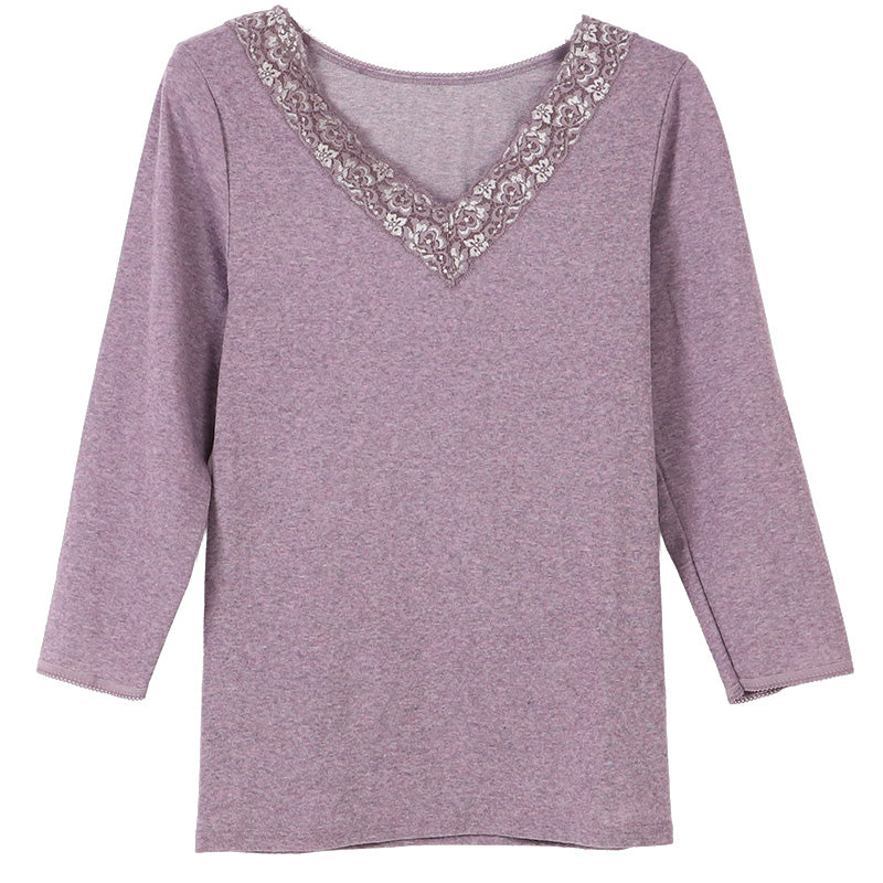 婦人 8分袖 インナー スリーマー スリーマ 長袖 肌着 レース 3L 4L 5L 婦人肌着 レディース シャツ 下着 肌着 薄手 暖かい あったか 防寒 冬 綿混 3L 4L 5L