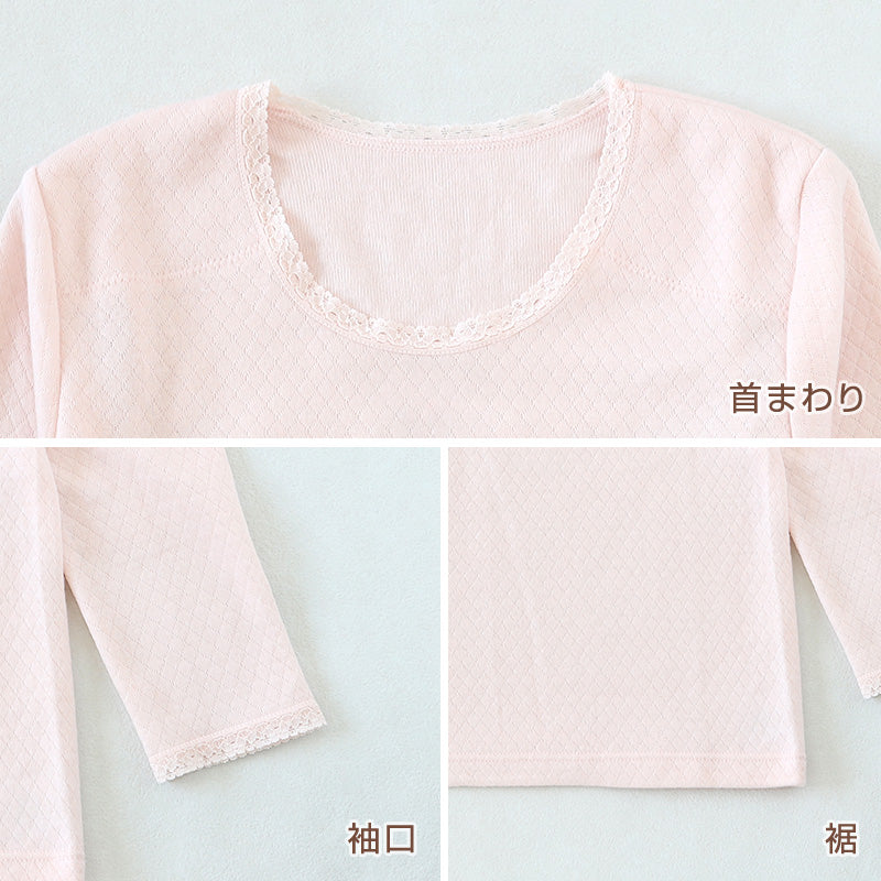 婦人 8分袖 インナー スリーマー スリーマ 長袖 肌着 キルト肌着 肩当 肘当 M~LL 当て布付き 当布 婦人肌着 レディース シャツ 下着 肌着 暖かい あったか 防寒 冬 (在庫限り)