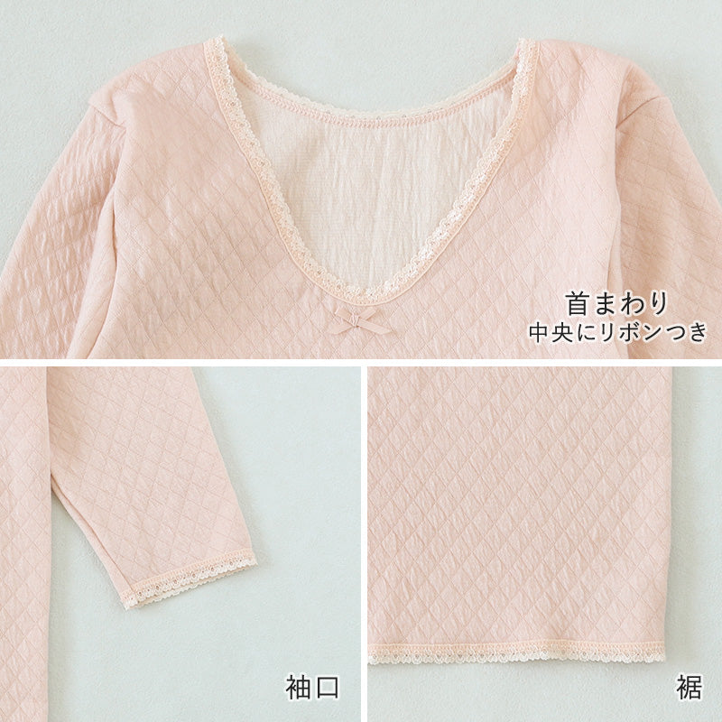 婦人 8分袖 インナー スリーマー スリーマ 長袖 肌着 キルト肌着 LL・3L 婦人肌着 レディース ミセス シニア 大きいサイズ 大寸 厚手 厚地 下着 暖かい あったか 防寒 日本製 (在庫限り)