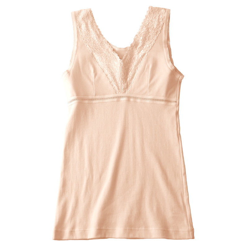 綿100% カップ付き タンクトップ ノースリーブ ブラタンク ブラトップ 綿 コットン レディース M L LL 3L ソフトカップ シャツ 下着 インナー シンプル 無地 レース