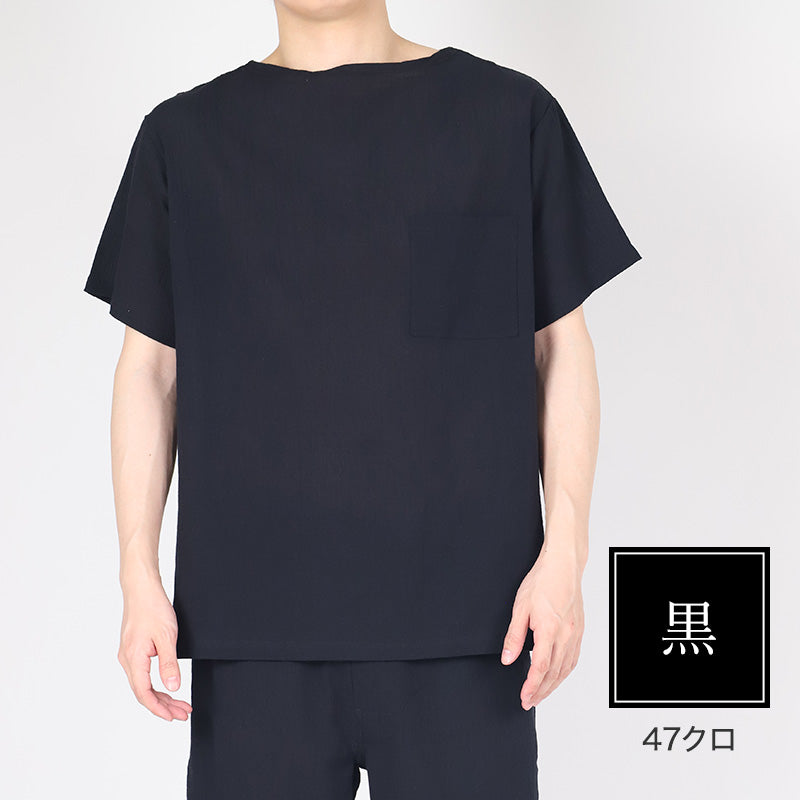 クレープ肌着 メンズ 半袖 tシャツ 綿100% ゆったり M L LL ブラック ネイビー 下着 インナー 夏 涼しい 吸汗速乾 男性 紳士 コットン 涼感 クールビズ (在庫限り)