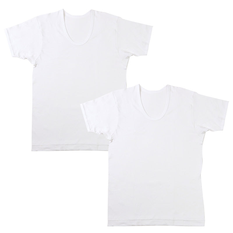 2枚組 綿 メンズ インナー 肌着 半袖 tシャツ U首 厚地 M L LL クルーネック 下着 インナーシャツ 綿 コットン 無地 ホワイト 白 秋 冬 春 30代 40代 50代 60代 (在庫限り)