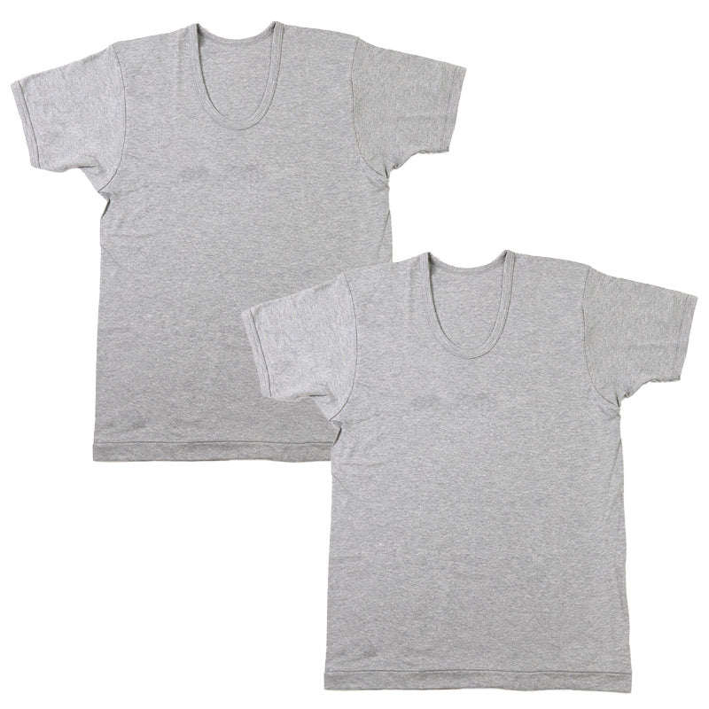 2枚組 綿 メンズ インナー 肌着 半袖 tシャツ U首 厚地 M L LL クルーネック 下着 インナーシャツ 綿 コットン 無地 ホワイト 白 秋 冬 春 30代 40代 50代 60代
