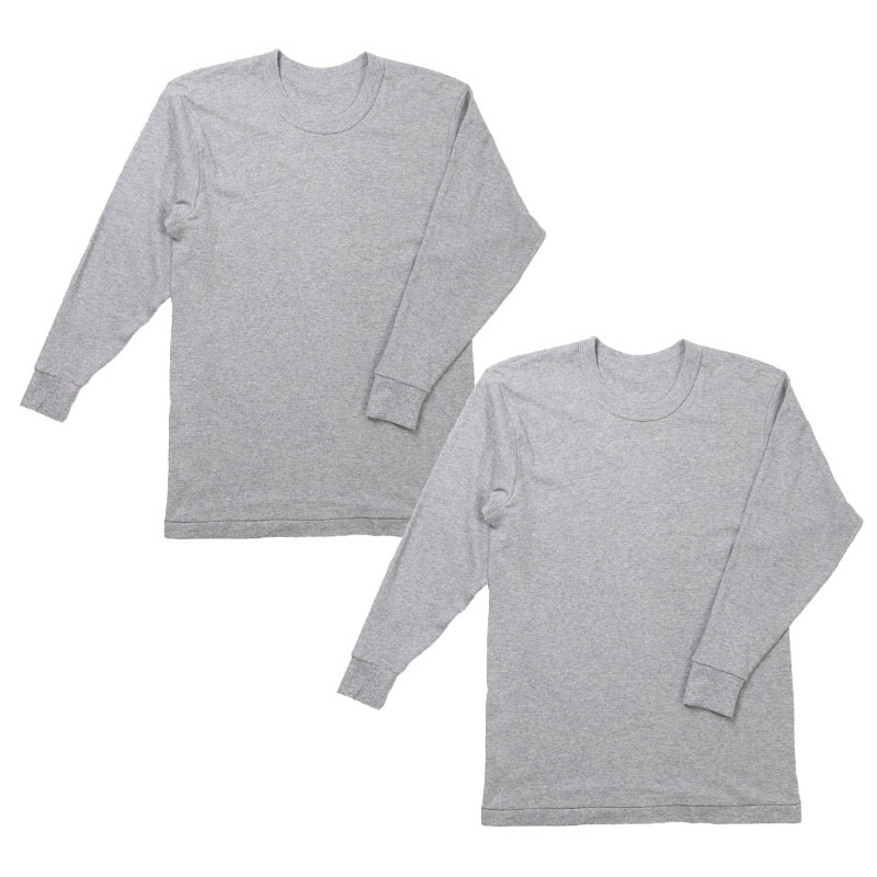 2枚組 綿100% メンズ インナー 保温 あったか 肌着 長袖 tシャツ 丸首 厚地 M L LL あったかインナー 遠赤外線 クルーネック 下着 インナーシャツ 綿 コットン 無地 秋 冬 30代 40代 50代 60代