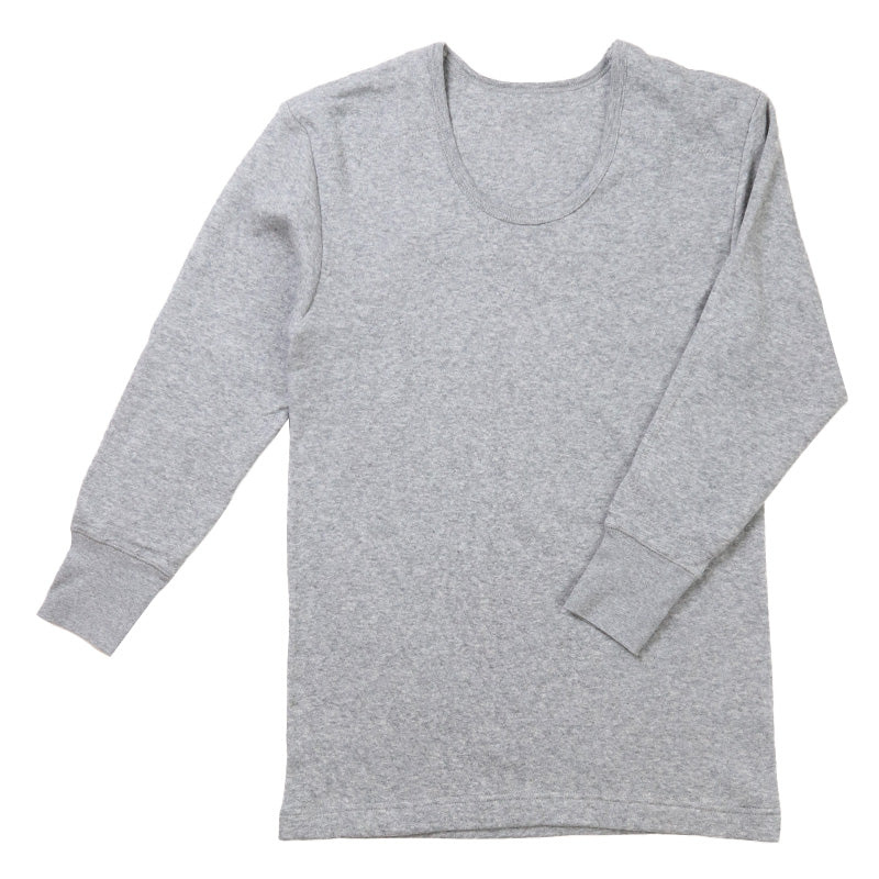 表裏綿100% メンズ インナー 保温 あったか 長袖 tシャツ U首 肩ひじ当付き M L LL 肌着 厚地 あったかインナー 遠赤外線 下着 インナーシャツ 綿 コットン 無地 秋 冬 30代 40代 50代 60代