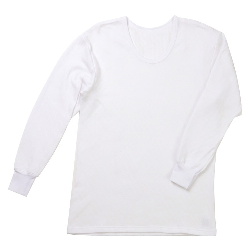表裏綿100% メンズ キルト インナー 保温 あったか 長袖 tシャツ U首 M L LL 肌着 厚地 あったかインナー 下着 インナーシャツ 綿 コットン 無地 寒さ対策 冷え対策 秋 冬 30代 40代 50代 60代