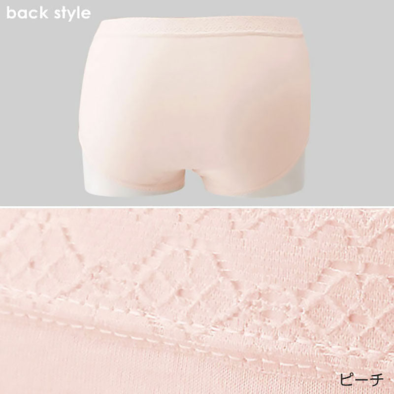 ショーツ 深ばき 綿100% レディース 2枚組 M~LL 丈長ショーツ パンツ 下着 肌着 コットン レース 婦人 女性 インナー 日本製 60代 70代 (取寄せ)