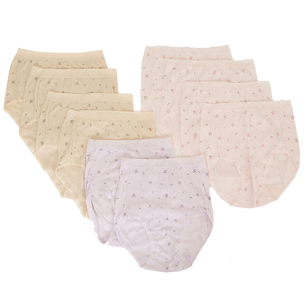 ゆったりフィット 針抜き花柄丈長ショーツ 2枚組×5セット (M~3L)ON【婦人肌着】 (在庫限り)