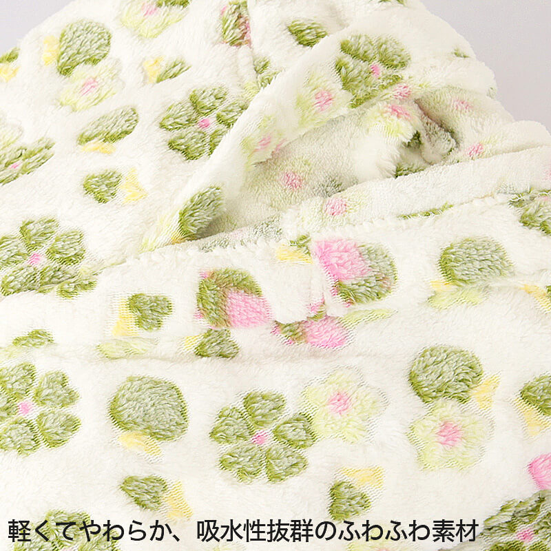 バスローブ レディース マクロファイバー 花柄 サイズフリー 身丈約110cm (女性 婦人 ラップローブ タオルローブ) (送料無料) (在庫限り)