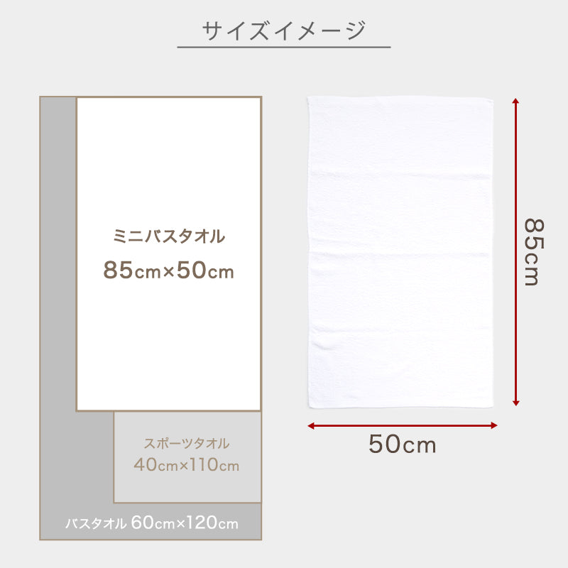 空紡糸 ミニバスタオル 白 最薄手 (320匁) 約50cm×85cm コンパクト 小さめ 薄手 綿100% 無地 入浴 お風呂 銭湯 子供用