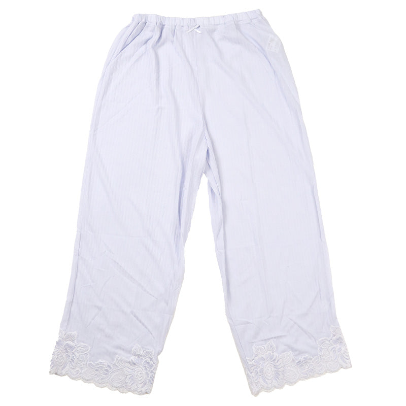 7分丈 ボトムス ズボン下 レディース 日本製 シルク混 M L LL ボトム インナー 裾レース 針抜き 柔らかい 肌ざわり 通気性 伸縮性 軽やか 肌着 下着 ピンク ベージュ ラベンダー (在庫限り)