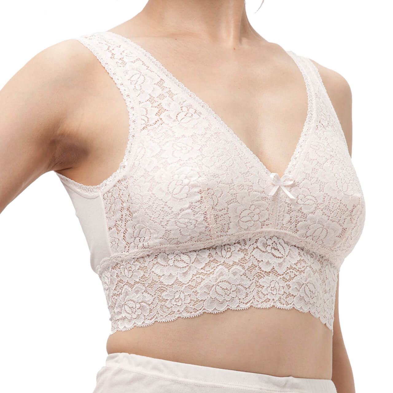 レディース ハーフトップブラ ノンワイヤー ブラジャー 楽ブラ M~3L (肌着 下着 カップ付き インナー ゆったり しめつけない シニア 吸汗速乾 大きいサイズ 日本製)