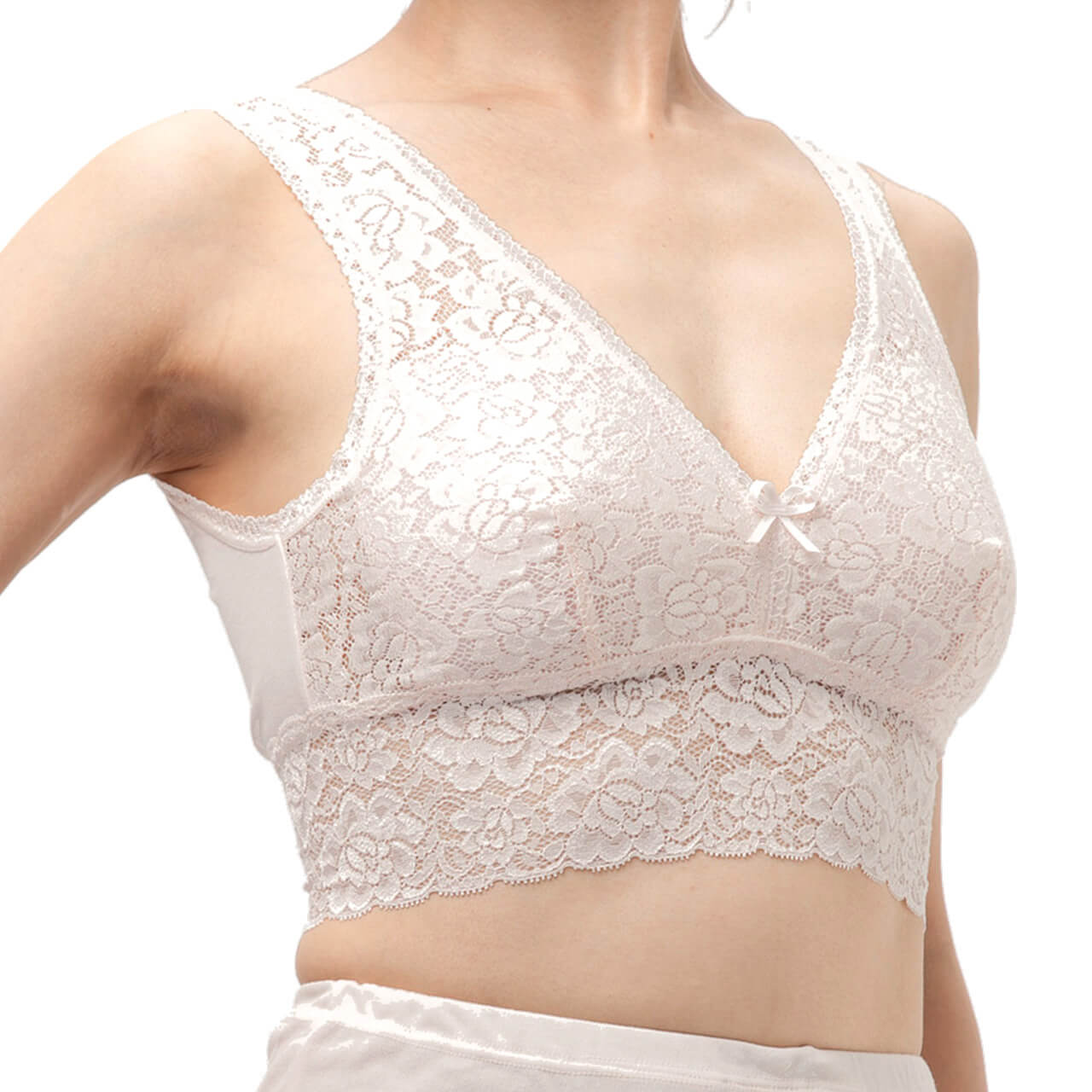 レディース ハーフトップブラ ノンワイヤー ブラジャー 楽ブラ M~3L (肌着 下着 カップ付き インナー ゆったり しめつけない シニア 吸汗速乾 大きいサイズ 日本製)