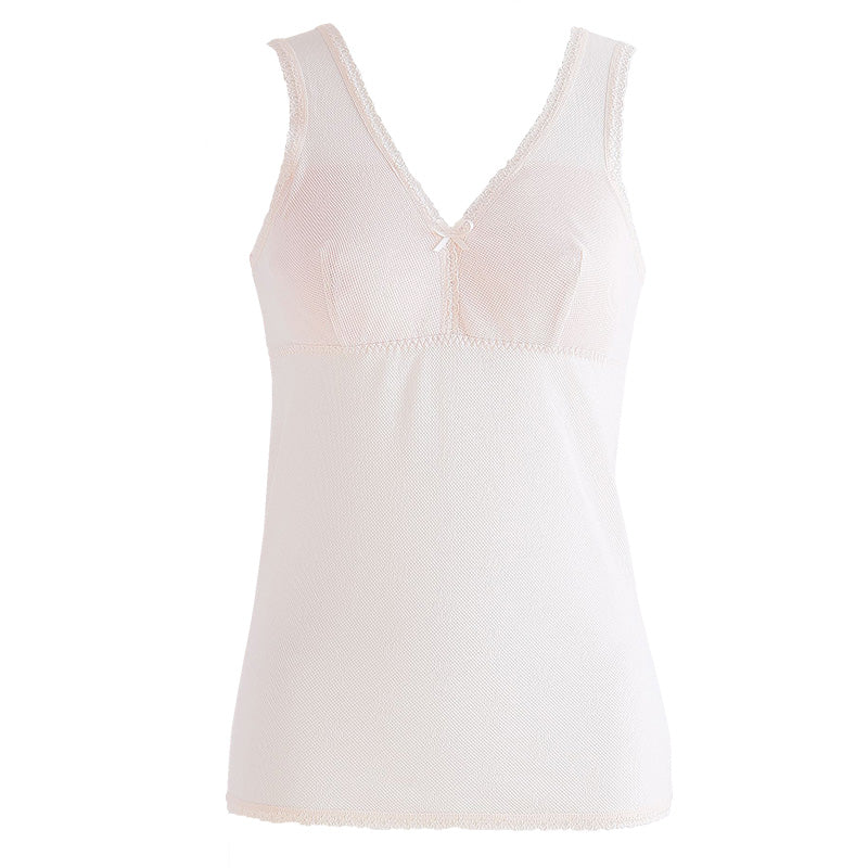 メッシュ ブラ キャミソール レディース 日本製 M~3L (ノンワイヤー ホックなし ブラキャミ ブラジャー 夏 涼しい さらさら サラサラ カップ付き 締め付けない 敏感肌 蒸れない らくらく 大きいサイズ LL 3L 軽い 軽量 薄い シニア 50代 60代) (在庫限り)