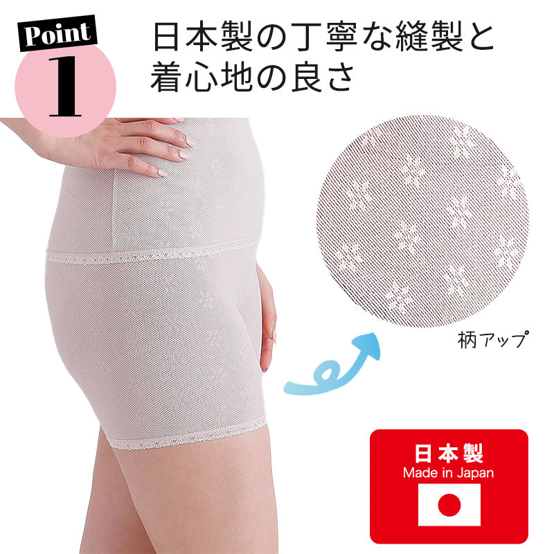 メッシュ パンツ 3分丈 日本製 M~3L (3分 レギンス スパッツ 夏 涼しい さらさら サラサラ 締め付けない 敏感肌 蒸れない らくらく 大きいサイズ LL 3L 軽い 軽量 薄い シニア 50代 60代)