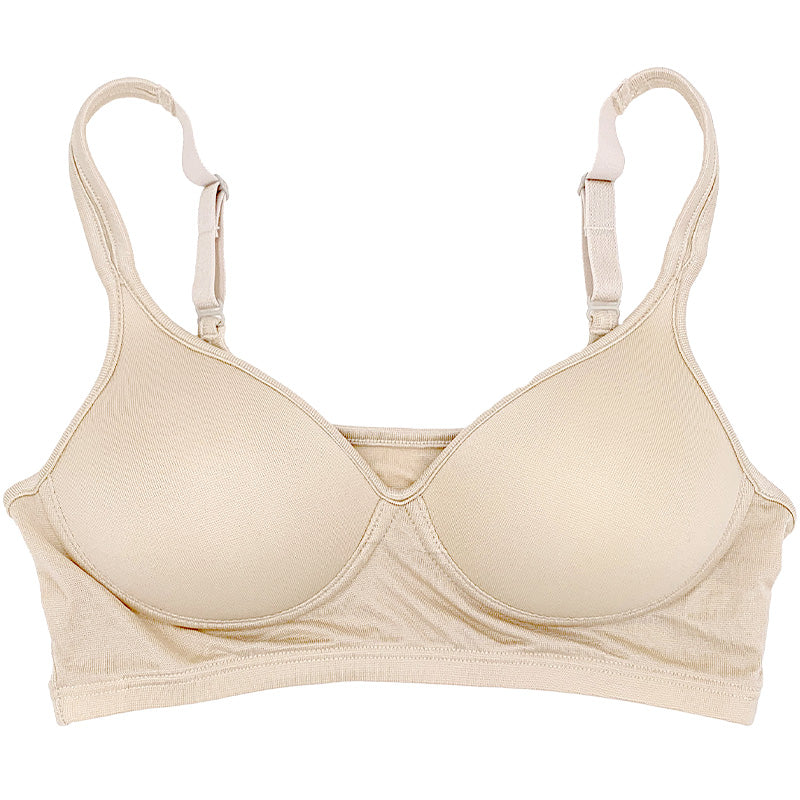 ノンワイヤーブラジャー シルク95% モールドカップ ブラジャー リブ レディース M~LL モールドブラ シルク混 シルクブラジャー ブラ ワイヤレス 肌着 下着 女性 インナー 黒 (送料無料)