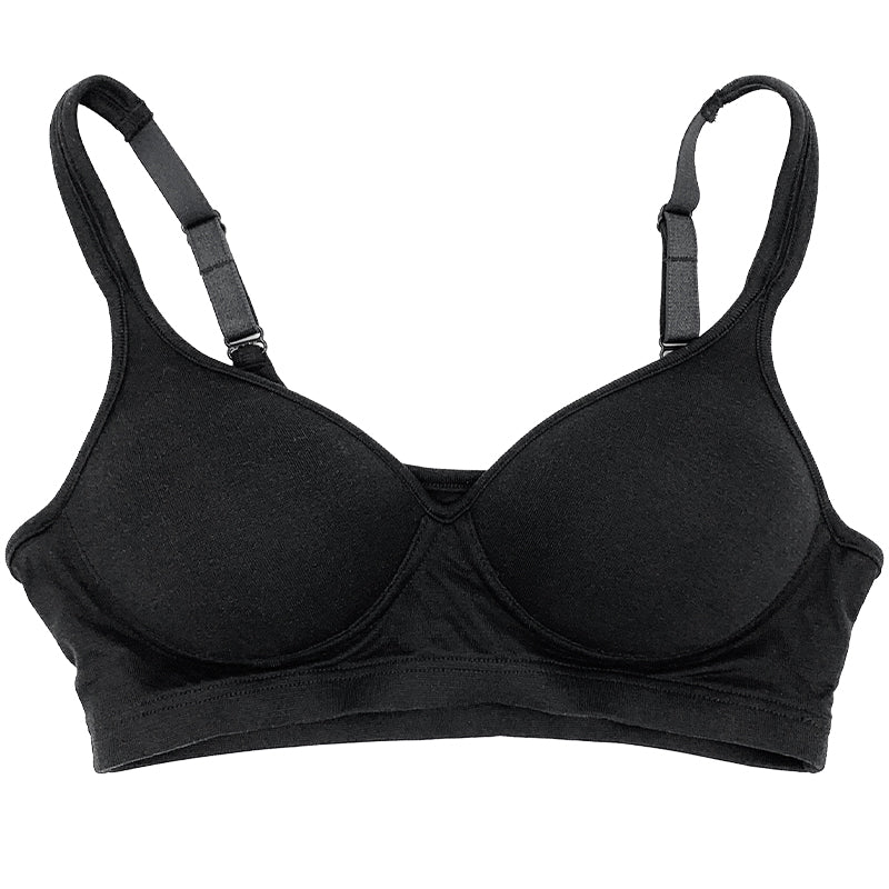 ノンワイヤーブラジャー シルク95% モールドカップ ブラジャー リブ レディース M~LL モールドブラ シルク混 シルクブラジャー ブラ ワイヤレス 肌着 下着 女性 インナー 黒 (送料無料)