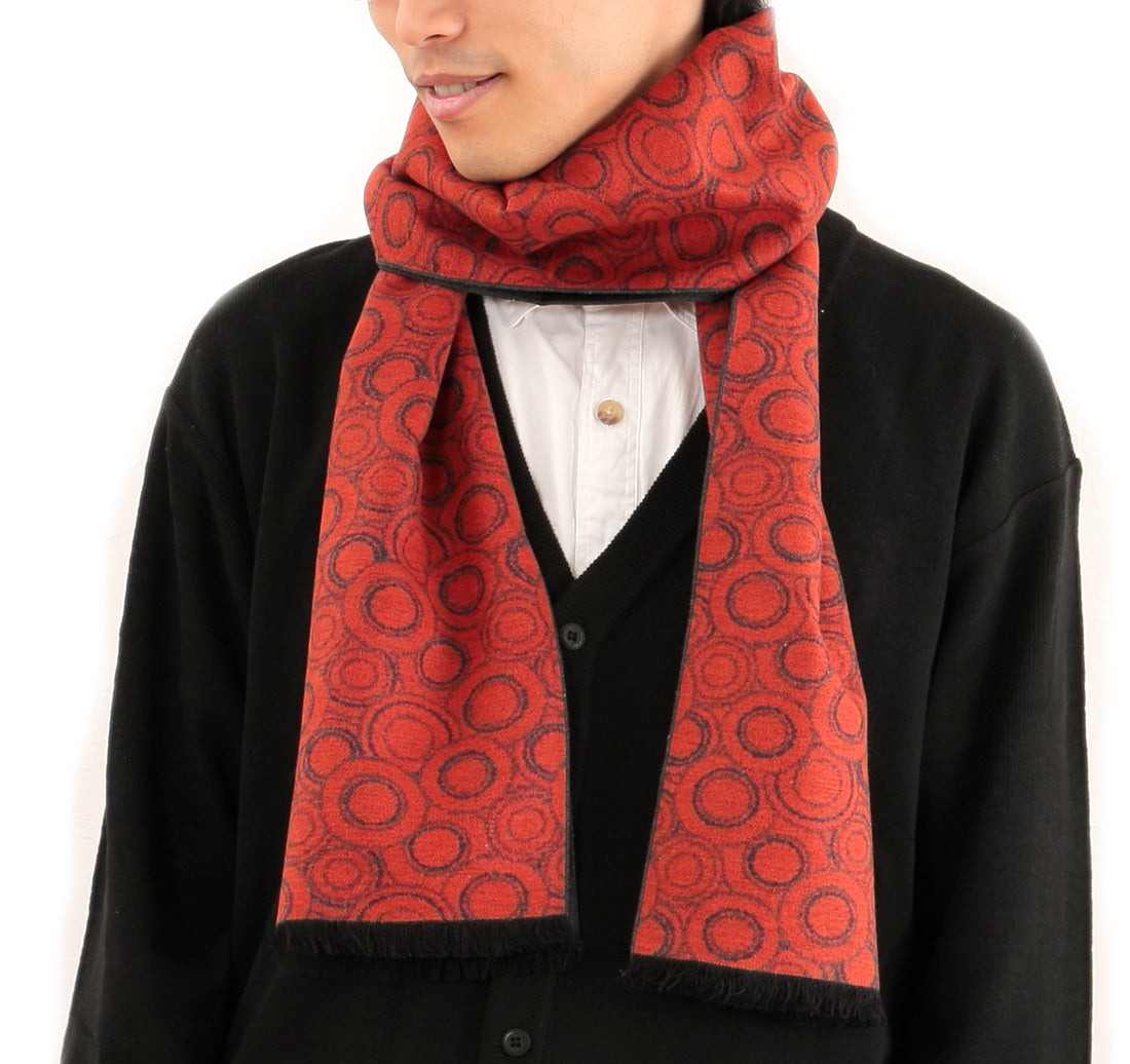 繭衣 シルク100% 起毛厚地 メンズリバーシブルマフラー 32×175cm (Mayui シルク マフラー ギフト プレゼント) (在庫限り)