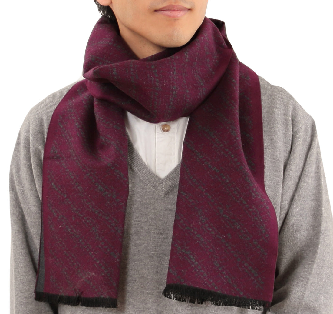 繭衣 シルク100% 起毛厚地 メンズリバーシブルマフラー 32×175cm (Mayui シルク マフラー ギフト プレゼント) (在庫限り)