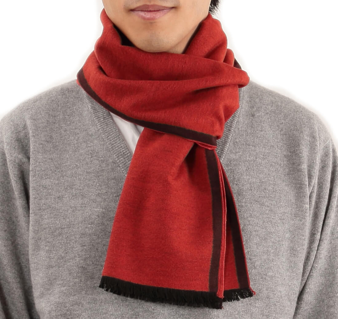 繭衣 シルク100% 起毛厚地 メンズリバーシブルマフラー 32×175cm (Mayui シルク マフラー ギフト プレゼント) (在庫限り)