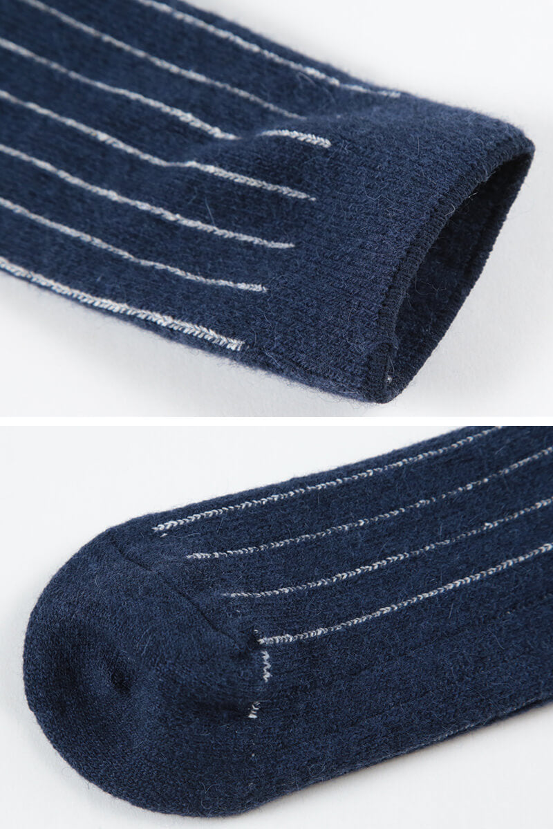 シルク ソックス ウール アンゴラ 靴下 暖かい 25~27cm メンズ 冷えとり 冷え性 くつした 冷え取り靴下 クルーソックス ルームソックス ストライプ (在庫限り)
