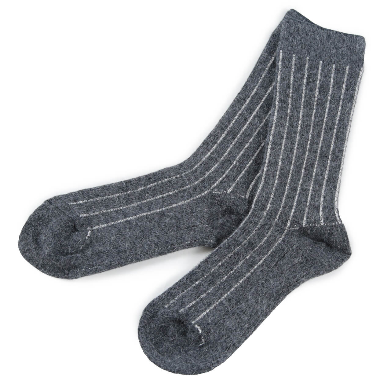 シルク ソックス ウール アンゴラ 靴下 暖かい 25~27cm メンズ 冷えとり 冷え性 くつした 冷え取り靴下 クルーソックス ルームソックス ストライプ (在庫限り)