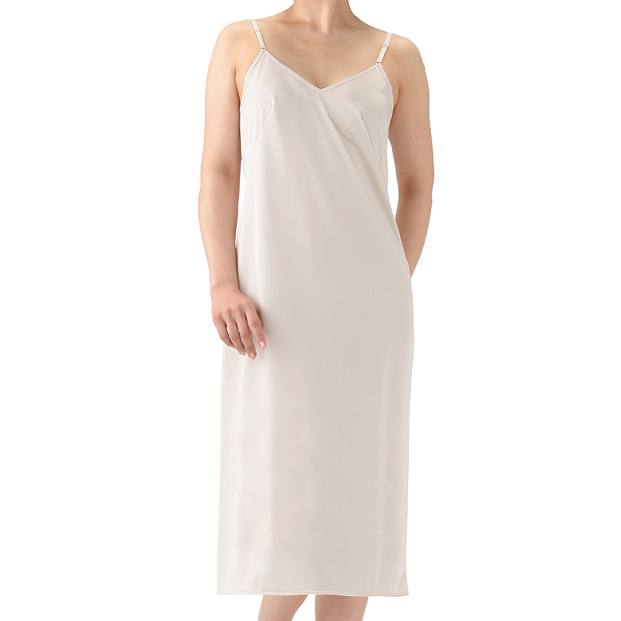 スリップ ロング インナー ワンピース キャミソール レディース 下着 バスト80~90cm (肌着 ランジェリー ペチコート 透けない 透け防止 黒 ベージュ シンプル) (在庫限り)