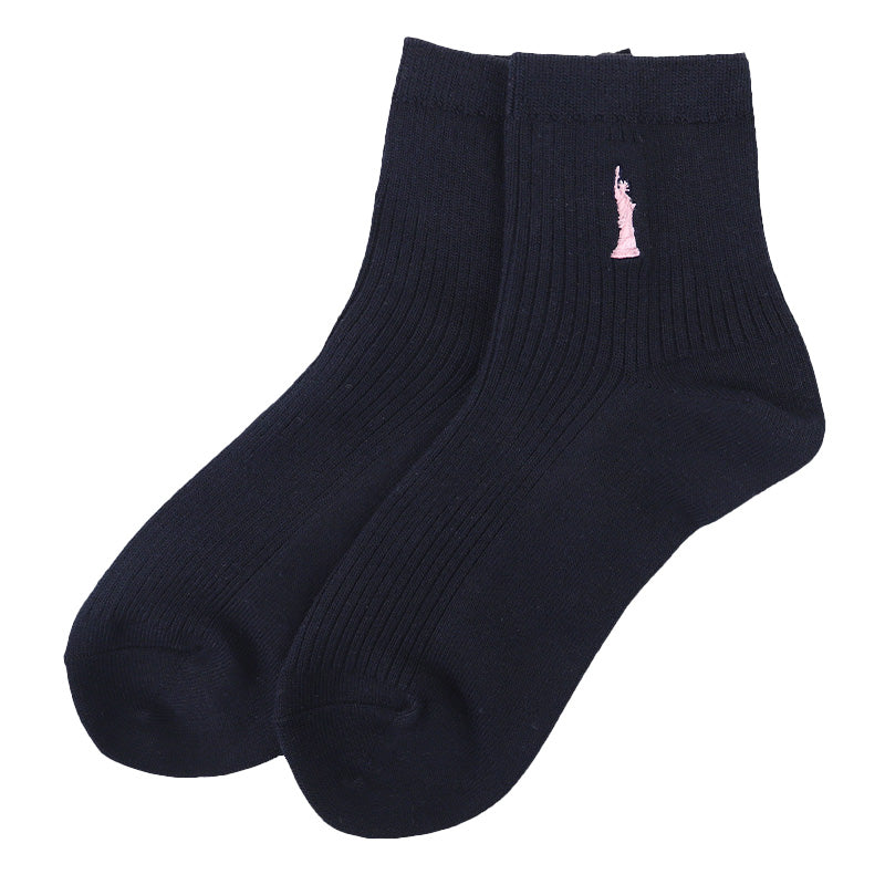 スクールソックス レディース 靴下 2足組 13cm丈 23 - 25cm 女子 ワンポイント くつ下 くつした ソックス 綿混 コットン 学生 通学 制服 小学生 中学生 高校生 イーストボーイ EAST BOY