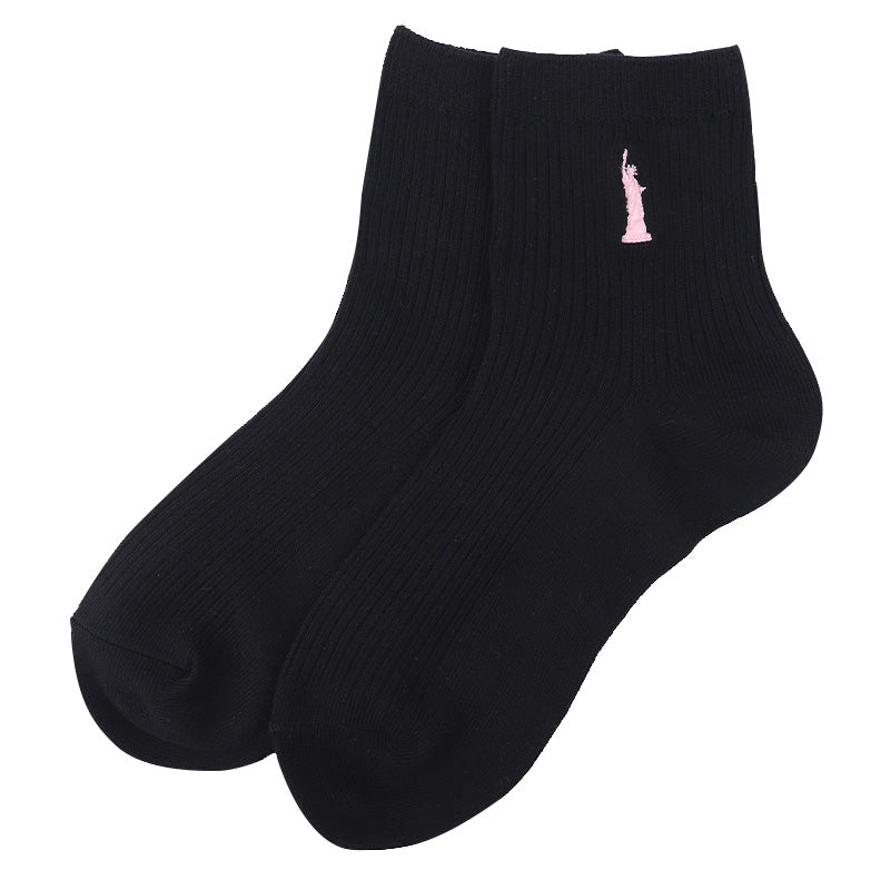 スクールソックス レディース 靴下 2足組 13cm丈 23 - 25cm 女子 ワンポイント くつ下 くつした ソックス 綿混 コットン 学生 通学 制服 小学生 中学生 高校生 イーストボーイ EAST BOY